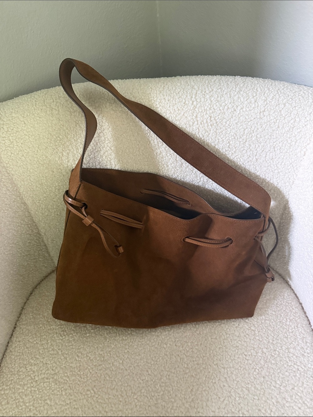 Madewell Brown Suede Drawstring Shoulder Bag